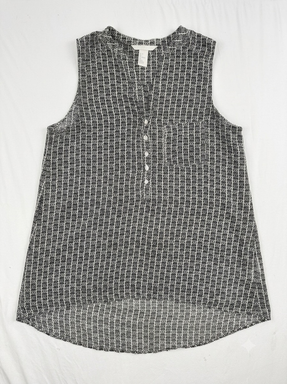 H&M Black & White Sleeveless Henley Print Tank - Picture 1 of 5